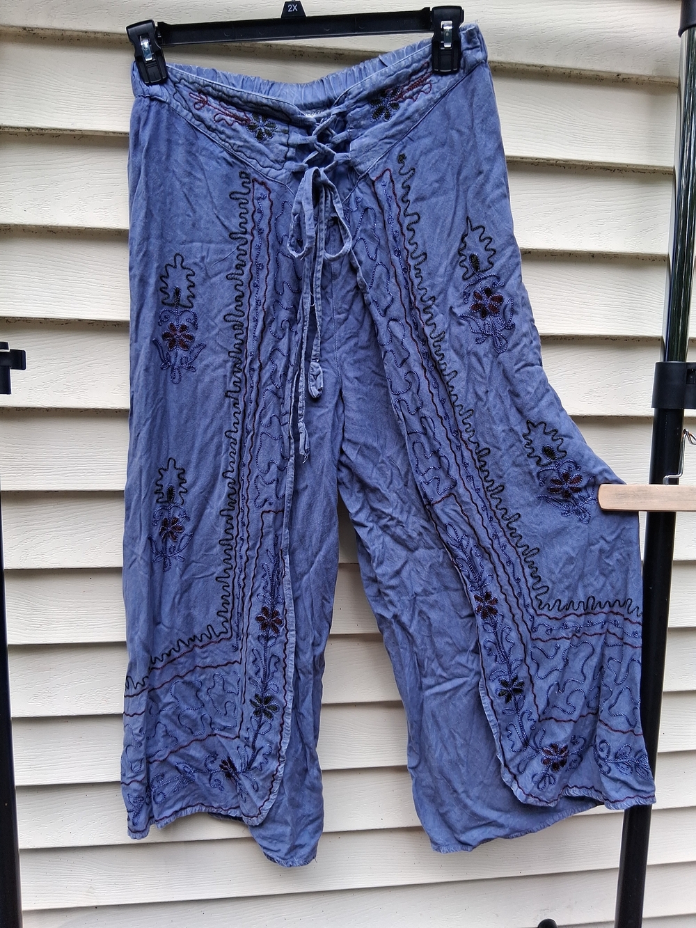 Cute Options Women's 100% Cotton Embroidered Bohemian Pants Size XL